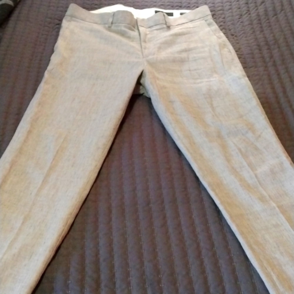 HM Men's Skinny Fit 33R  Linen-like Light Gray  Dress Slacks